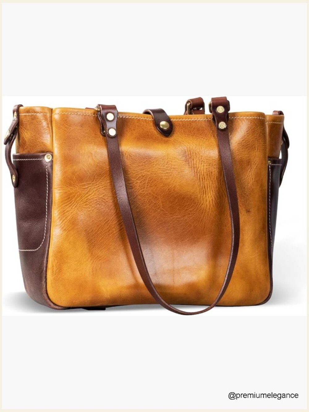 Full Grain Leather Tote Bag, Handmade Vintage Work Tote, Fits 13" Laptop
